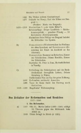 Das Zeitalter der Reformation und Reaktion 1517-1648