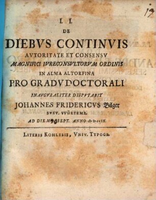 De Diebvs Continvis