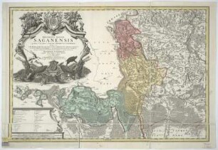Karte von dem Herzogtum Sagan, 1:110 000, Kupferstich, 1736