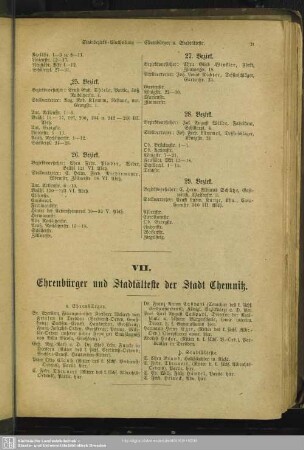 VII. Ehrenbürger und Stadtälteste der Stadt Chemnitz