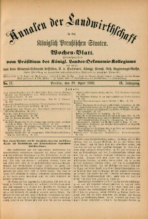 No. 17. Berlin, den 28. April 1869. IX. Jahrgang.