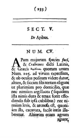 Sect. V. De Apibus