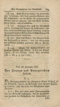Drey und zwanzigster Titel. Von Zwangs- und Banngerechtigkeiten.