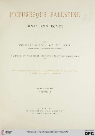 Band 2: Picturesque Palestine: Sinai and Egypt ; in 2 volumes