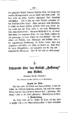Lehrprobe über das Gedicht "Hoffnung" von Geibel : (Entwurf für die Oberstufe)