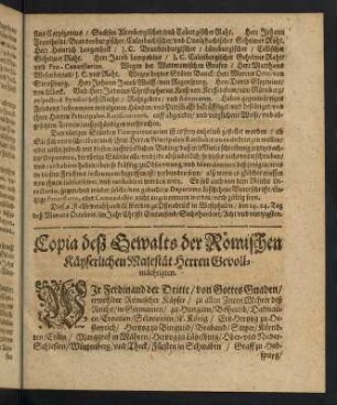 H4r-I1r, Copia deß Gewalts der Römischen Käyserlichen Majestät Herren Bevollmächtigten