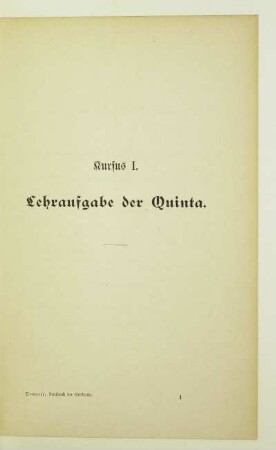 Kursus I. Lehraufgabe der Quinta