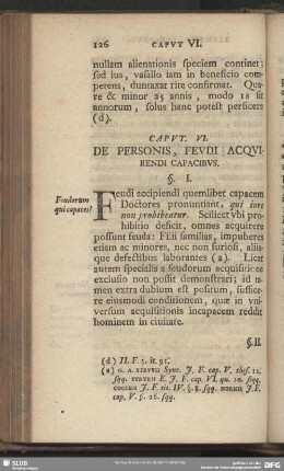 Caput. VI. De Personis, Feudi Acquirendi Capacibus