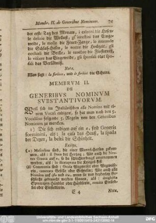Membrum II. De Generibus Nominum Substantivorum.