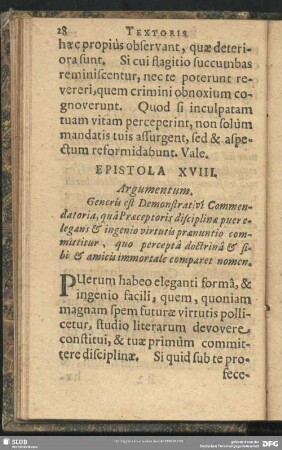 Epistola XVIII.
