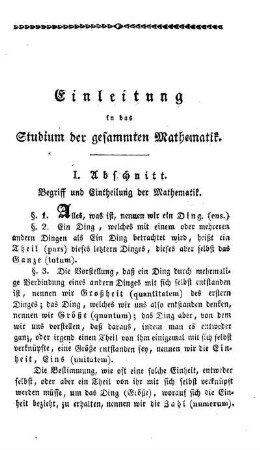 Einleitung in das Studium der gesammten Mathematik.