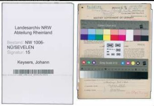 Entnazifizierung Johann Keysers , geb. 19.08.1900 (Bauarbeiter)