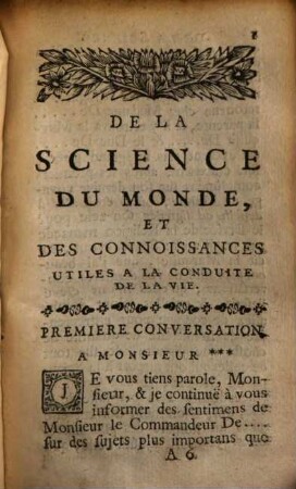 De La Science Du Monde, Et Des Connoissances Utiles A La Conduite De La Vie