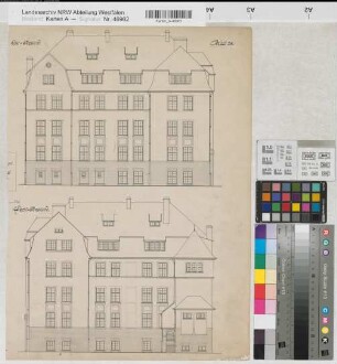 Münster (Münster) Trainkaserne Mannschaftshaus (5. Eskadron) Bl. 29 Ansichten (Teilstück) (1913)1917 1 : 100 50 x 37 Druck (Maschke, Regierungsbaumeister) Hochbauamt Münster