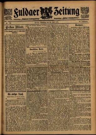 Erste Ausgabe vom Samstag, den 22. Juli 1905.