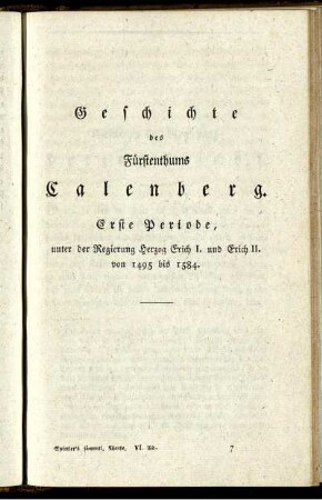 Geschichte des Fürstenthums Calenberg. Erste Periode