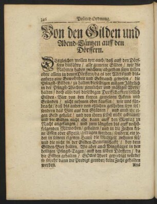 Von den Gilden und Abend-Täntzen auff den Dörffern