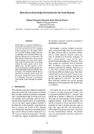 Data-driven Knowledge Extraction for the Food Domain