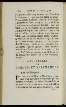 Des Guerres de Philippe et D´Alexandre.