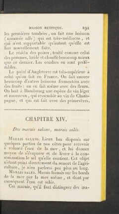 Chapitre XIV. Des marais salans, marias salés.