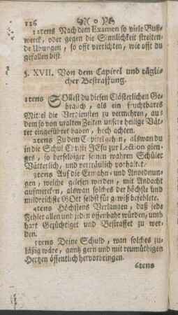 §. XVII. Von dem Capitel und täglicher Bestraffung.