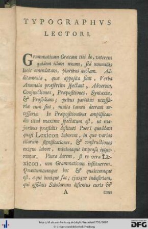 Typographus Lectori.