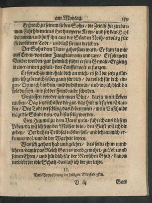 II. Umb Beywohnung der heiligen Dreyfaltigkeit.