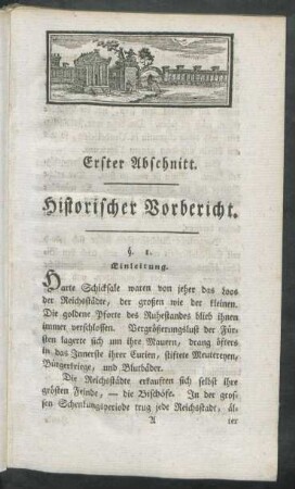 Erster Abschnitt. Historischer Vorbericht