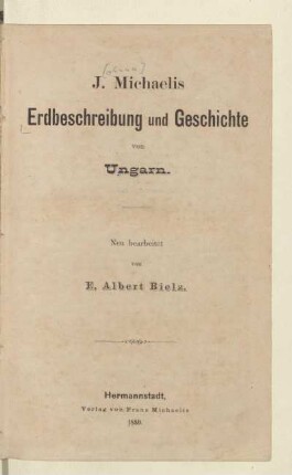 Theil 1, [Schülerband]: Erdbeschreibung von Ungarn