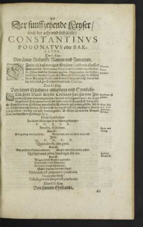 Der funffzehende Keyser/ sonst der acht und sechzigste: Constantinus Pogonatus oder Barbatus.