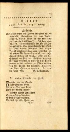 Lieder zum Feldzuge 1778