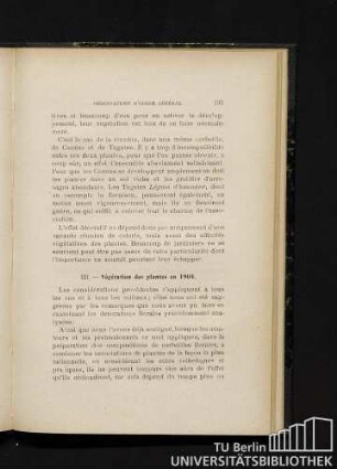 III. - Végétation des plantes en 1904.