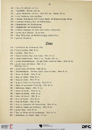 Zinn, Bronze und Messing (Nr. 532-665a)