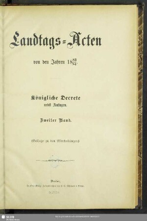 1883/84,2: Landtags-Akten / Königliche Dekrete