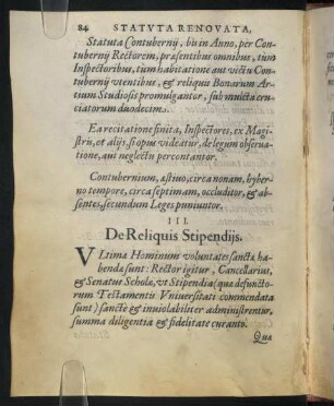 III. De Reliquis Stipendiis.