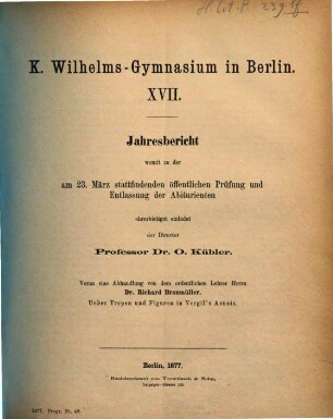 Jahresbericht : über das Schuljahr Ostern .... 1876/77