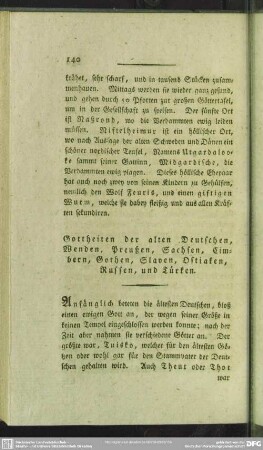 Gottheiten der alten Deutschen, Menden, Preußen, Sachsen, Cimbern, Gothen, Slaven, Ostiaken, Russen, und Türken