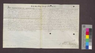 Papst Benedikt XIV. urkundet bezüglich des Seelenheils verstorbener Frauenalber Nonnen.