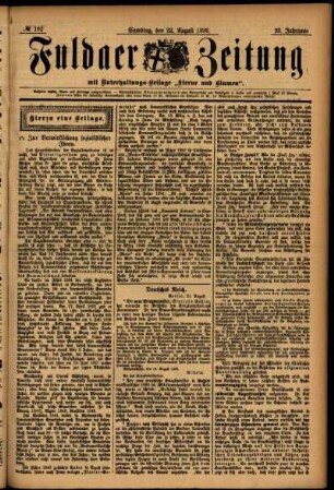 Erste Ausgabe vom Samstag, den 22. August 1896.