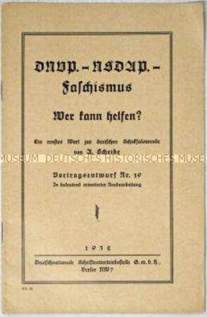 Flugschrift der Deutschnationalen Volkspartei zur Abgrenzung von der NSDAP