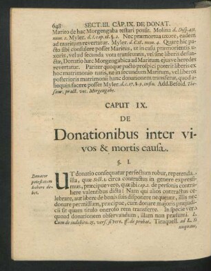 Caput IX. De Donationibus inter vivos & mortis causa.