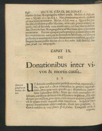 Caput IX. De Donationibus inter vivos & mortis causa.