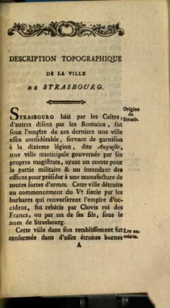 Description Historique Et Topographique De La Ville De Strasbourg Et De Tout Ce Qu'elle Contient De Plus Remarquable : En Faveur Des Voyageurs