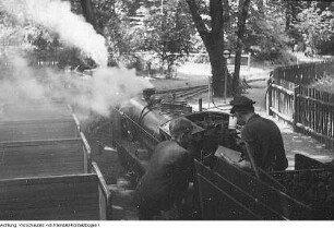 Dresden, Großer Garten. Pioniereisenbahn (Parkeisenbahn), 5. August 1952