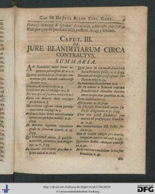Caput III. De Jure Blanditiarum Circa Contractus.