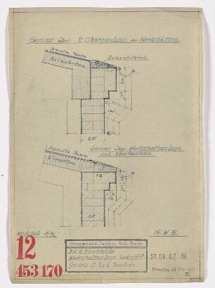 Werkschaltanlage-Werkstatt, Gesims