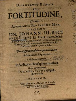 Disputatio Ethica De Fortitudine