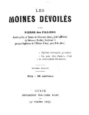 Les moines dévoilés