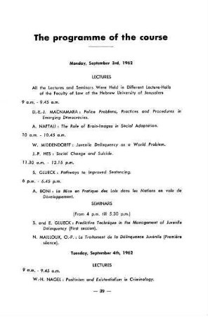 39-46, The programme of the course