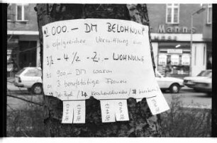 Kleinbildnegative: Aushang, Wohnungsgesuch, 1984